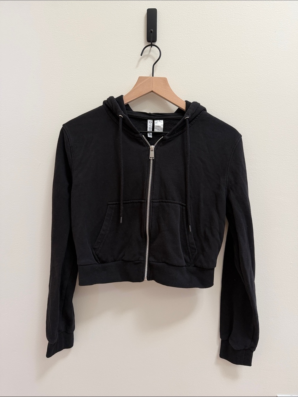 H&M Black Zip-Front Hoodie for Women
